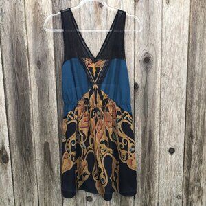 Anthropologie Black and Blue Mini Dress